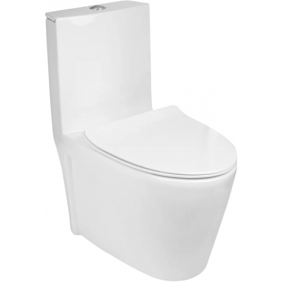 Унитаз моноблок Weltwasser WW SK Welzbach 001GL-WT безободковый, с микролифтом, белый глянец