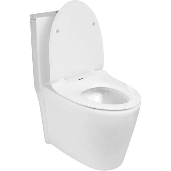 Унитаз моноблок Weltwasser WW SK Welzbach 001GL-WT безободковый, с микролифтом, белый глянец