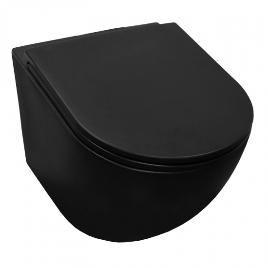 Унитаз подвесной AZARIO Grado AZ-0046N-MB сиденье микролифт, безободковый, чёрный матовый