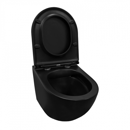 Унитаз подвесной AZARIO Grado AZ-0046N-MB сиденье микролифт, безободковый, чёрный матовый