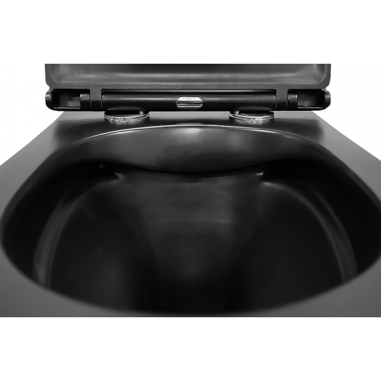 Унитаз подвесной AZARIO Grado AZ-0046N-MB сиденье микролифт, безободковый, чёрный матовый