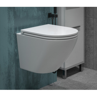 Унитаз подвесной EVA GOLD K49 сиденье микролифт дюропласт тонкое, безободковый