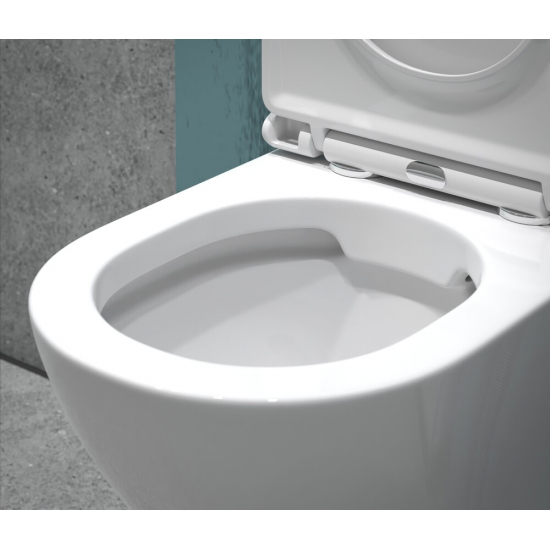 Унитаз подвесной EVA GOLD K49 сиденье микролифт дюропласт тонкое, безободковый