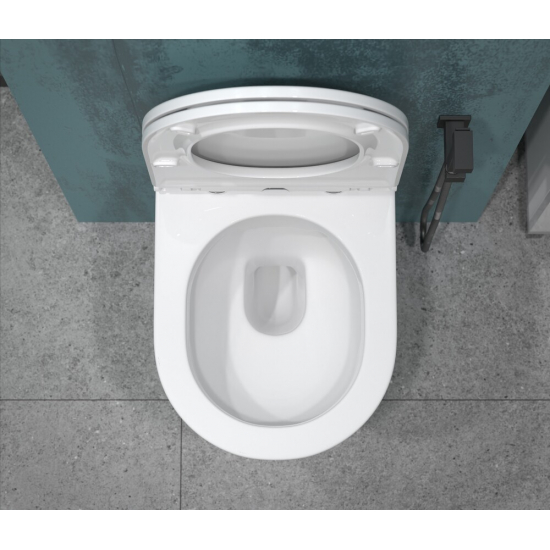 Унитаз подвесной EVA GOLD K49 сиденье микролифт дюропласт тонкое, безободковый