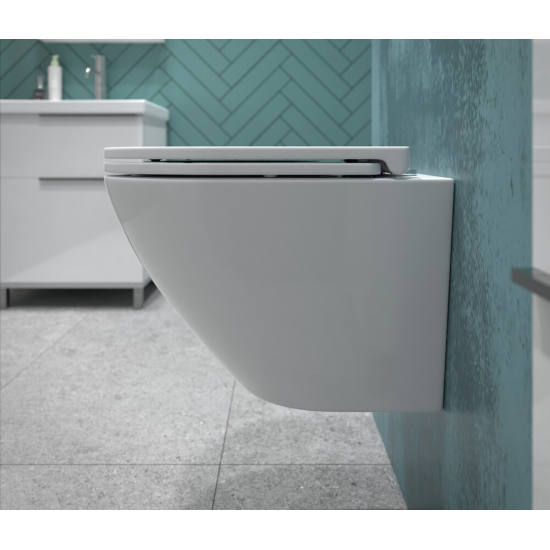 Унитаз подвесной EVA GOLD K49 сиденье микролифт дюропласт тонкое, безободковый