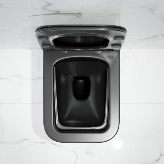 Унитаз подвесной EVA GOLD K633BM сиденье микролифт дюропласт тонкое, безободковый, чёрный матовый