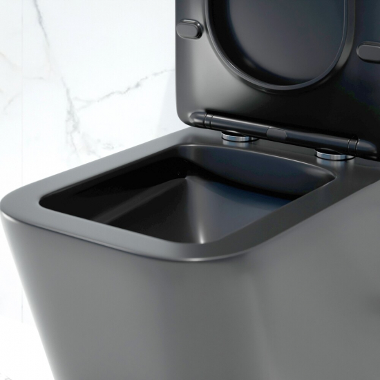 Унитаз подвесной EVA GOLD K633BM сиденье микролифт дюропласт тонкое, безободковый, чёрный матовый