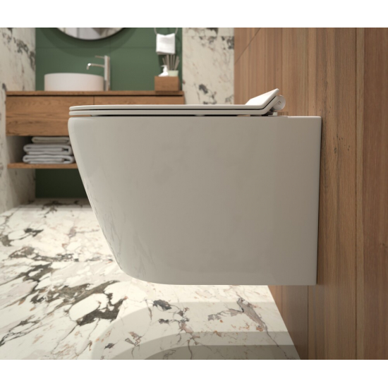 Унитаз подвесной EVA GOLD SM9315 сиденье микролифт дюропласт тонкое, безоботковый