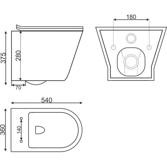 Унитаз подвесной EVA GOLD SM9315 сиденье микролифт дюропласт тонкое, безоботковый