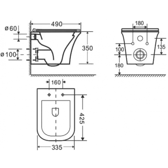 Унитаз подвесной GROSSMAN Classic GR-4463S безободковый, с микролифтом