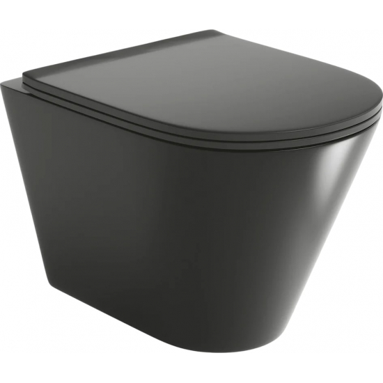 Унитаз подвесной GROSSMAN GR-4477BMS безободковый, с микролифтом, чёрный матовый