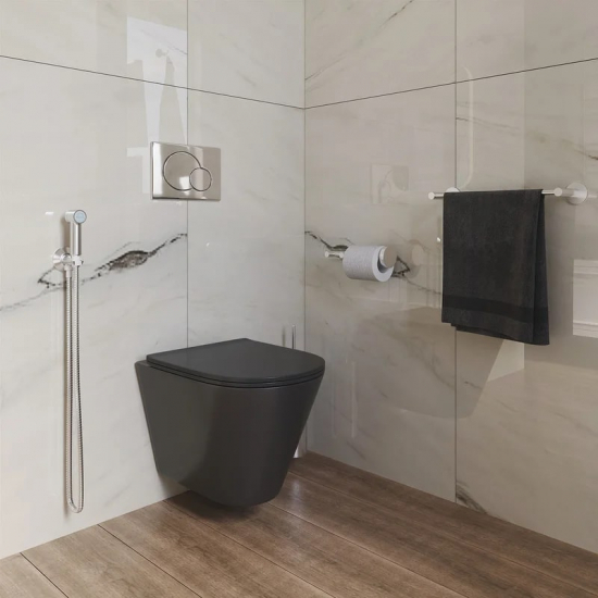 Унитаз подвесной GROSSMAN GR-4477BMS безободковый, с микролифтом, чёрный матовый