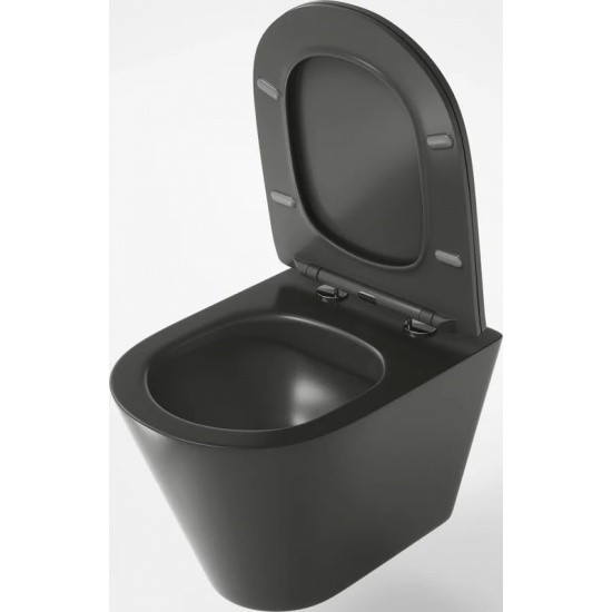 Унитаз подвесной GROSSMAN GR-4477BMS безободковый, с микролифтом, чёрный матовый