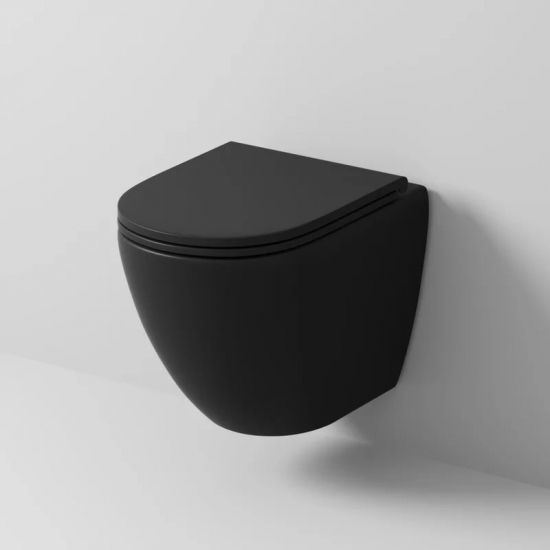 Унитаз подвесной GROSSMAN Торнадо GR-4455BMSQ безободковый, с микролифтом, чёрный матовый