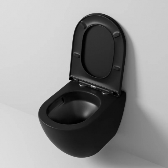 Унитаз подвесной GROSSMAN Торнадо GR-4455BMSQ безободковый, с микролифтом, чёрный матовый