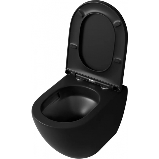 Унитаз подвесной GROSSMAN Торнадо GR-4455BMSQ безободковый, с микролифтом, чёрный матовый