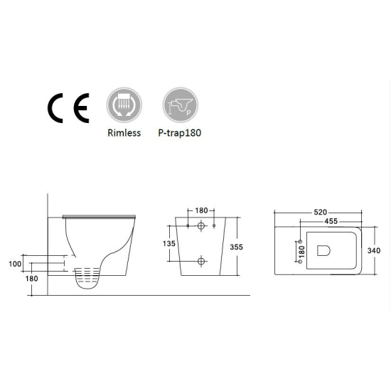 Унитаз подвесной HOLLER Block Bidet, сиденье микролифт, безободковый, белый глянец