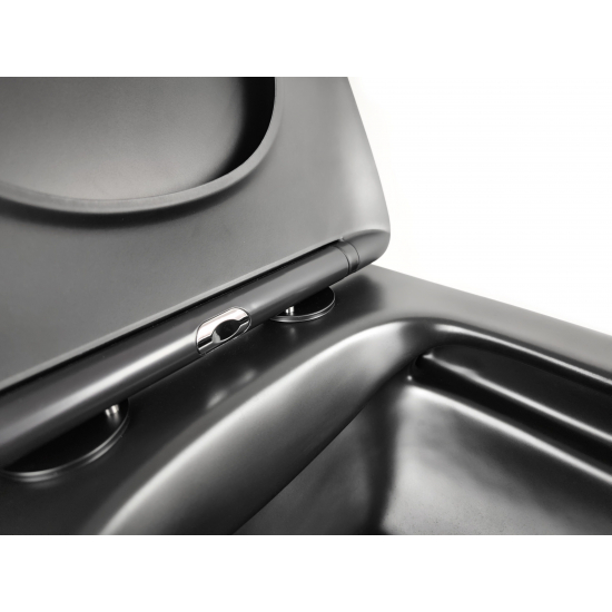 Унитаз подвесной HOLLER Block MB, сиденье микролифт, безободковый, чёрный матовый