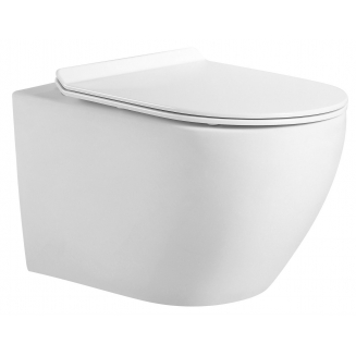 Унитаз подвесной HOLLER Flow MW Tornado, сиденье микролифт, безободковый, белый матовый