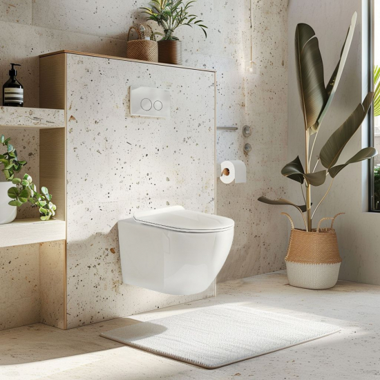 Унитаз подвесной HOLLER Flow Tornado, сиденье микролифт, безободковый, белый глянец