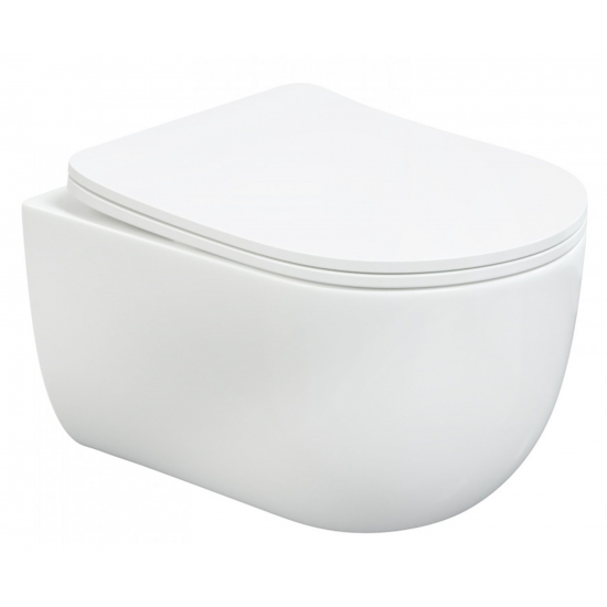 Унитаз подвесной HOLLER Great, сиденье микролифт, безободковый, белый глянец