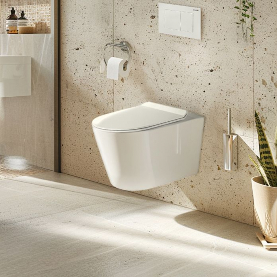 Унитаз подвесной HOLLER Host, сиденье микролифт, безободковый, белый глянец