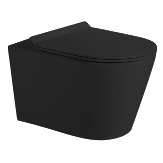 Унитаз подвесной HOLLER Host, сиденье микролифт, безободковый, чёрный матовый