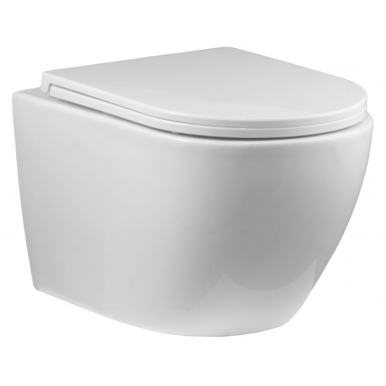 Унитаз подвесной HOLLER Next Tornado, сиденье микролифт, безободковый, белый глянец