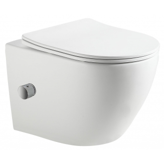 Унитаз подвесной HOLLER Point Bidet, сиденье микролифт, безободковый, с биде, белый глянец