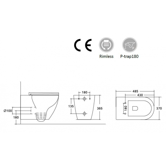 Унитаз подвесной HOLLER Point Bidet, сиденье микролифт, безободковый, с биде, белый глянец