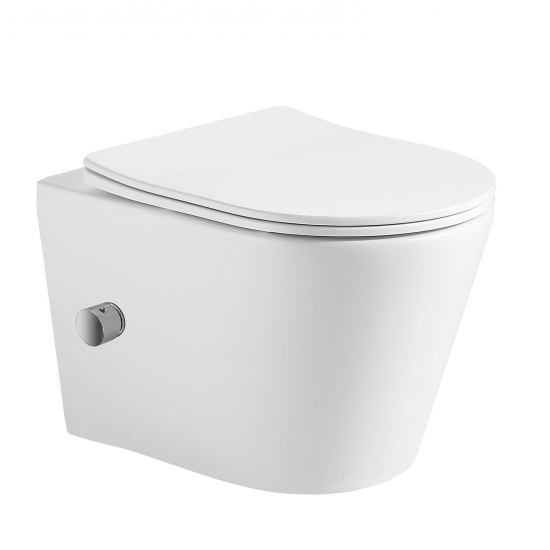 Унитаз подвесной HOLLER Shell Bidet, сиденье микролифт, безободковый, с биде, белый глянец