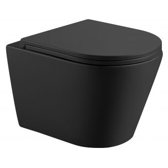 Унитаз подвесной HOLLER Shell MB, сиденье микролифт, безободковый, чёрный матовый