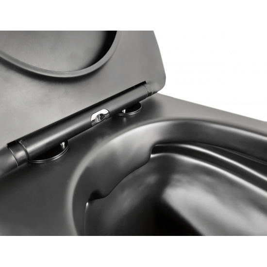 Унитаз подвесной HOLLER Shell MB, сиденье микролифт, безободковый, чёрный матовый