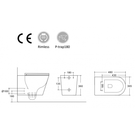 Унитаз подвесной HOLLER Shell MB, сиденье микролифт, безободковый, чёрный матовый