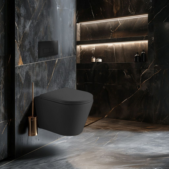 Унитаз подвесной HOLLER Shell MDG, сиденье микролифт, безободковый, серый матовый