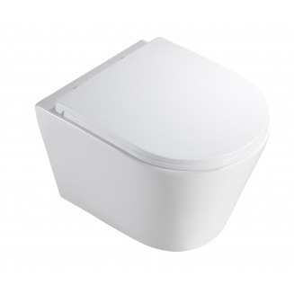 Унитаз подвесной HOLLER Shell, сиденье микролифт, безободковый, белый глянец