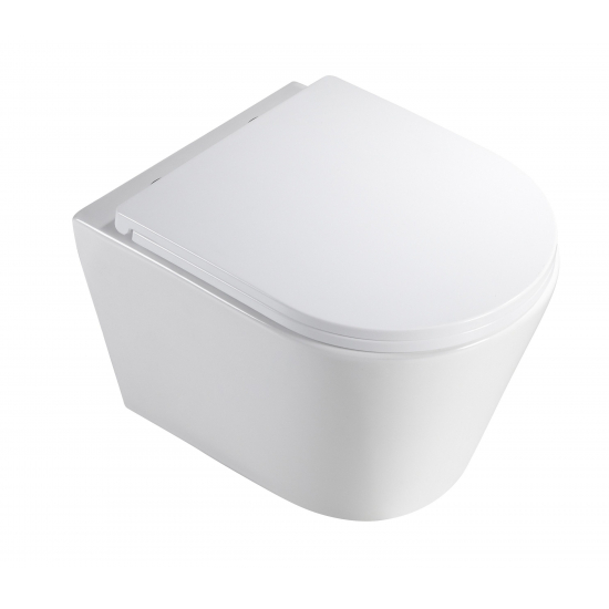 Унитаз подвесной HOLLER Shell, сиденье микролифт, безободковый, белый глянец