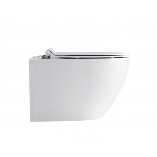 Унитаз подвесной HOLLER Wall, сиденье микролифт, безободковый, белый глянец