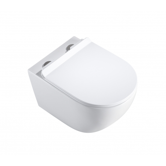 Унитаз подвесной HOLLER Wall, сиденье микролифт, безободковый, белый глянец