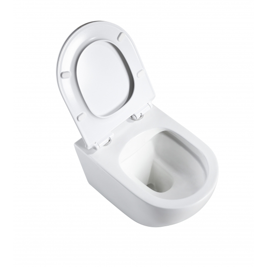 Унитаз подвесной HOLLER Wall, сиденье микролифт, безободковый, белый глянец