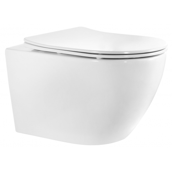 Унитаз подвесной HOLLER Wall Tornado, сиденье микролифт, безободковый, белый глянец