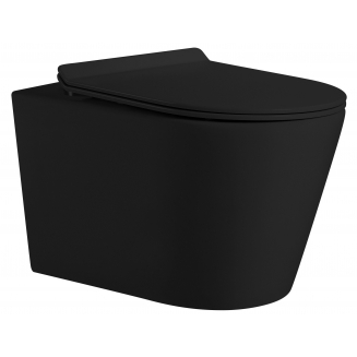 Унитаз подвесной HOLLER Wind MB Tornado, сиденье микролифт, безободковый, чёрный матовый