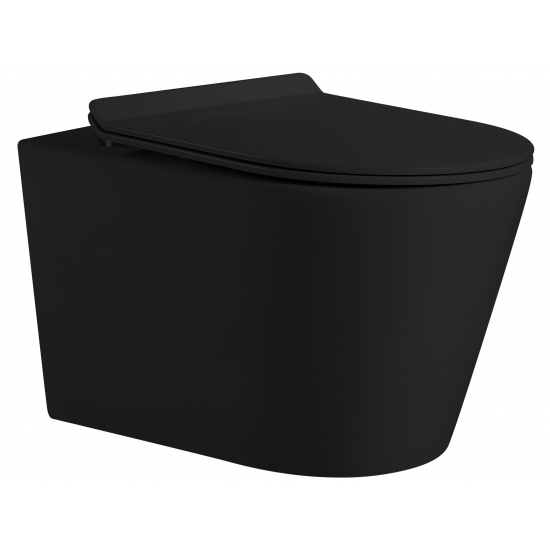 Унитаз подвесной HOLLER Wind MB Tornado, сиденье микролифт, безободковый, чёрный матовый