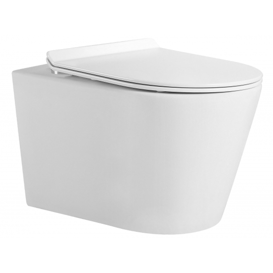 Унитаз подвесной HOLLER Wind MW Tornado, сиденье микролифт, безободковый, белый матовый