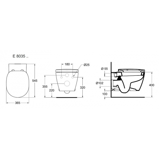 Унитаз подвесной IDEAL STANDARD Connect E803501 сиденье микролифт тонкое E772401