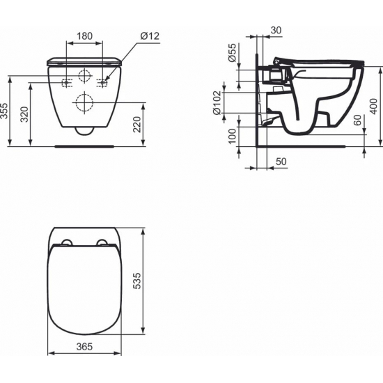 Унитаз подвесной IDEAL STANDARD Tesi Rimless T536001 сиденье микролифт