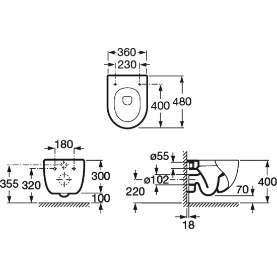 Унитаз подвесной ROCA Meridian 7346248000 укороченный, с сиденьем микролифт 78012AC00B
