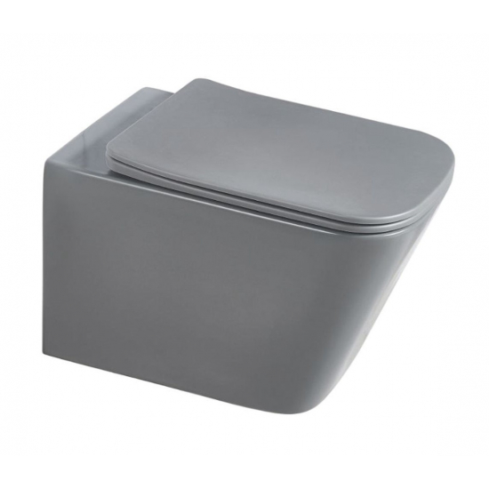 Унитаз подвесной SOLE Cube 2 Grey УТ000085188 с сиденьем микролифт, безоботковый, серый матовый