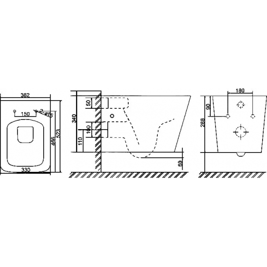 Унитаз подвесной SOLE Cube УТ000021345 с сиденьем микролифт, безоботковый