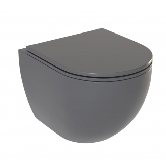 Унитаз подвесной SOLE Pandora 2 Grey УТ000081755 с сиденьем микролифт, безоботковый, серый матовый